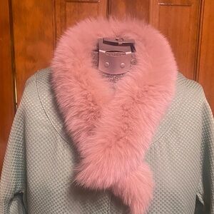 Pink Real Fox Fur Collar